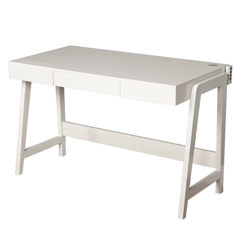 Parsons Writing Desk With Drawer & Usb Port White - Buylateral: A-frame, Pine & Mdf, Mid-century Modern : Target