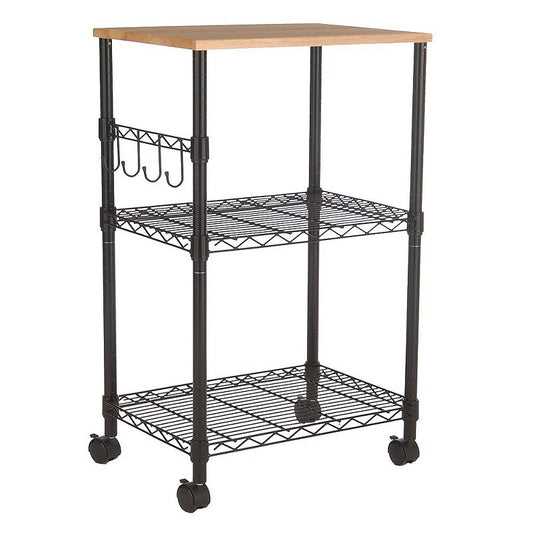 Microwave Cart - Black - Room Essentials™: Utility Storage with Locking Wheels, 34" Height