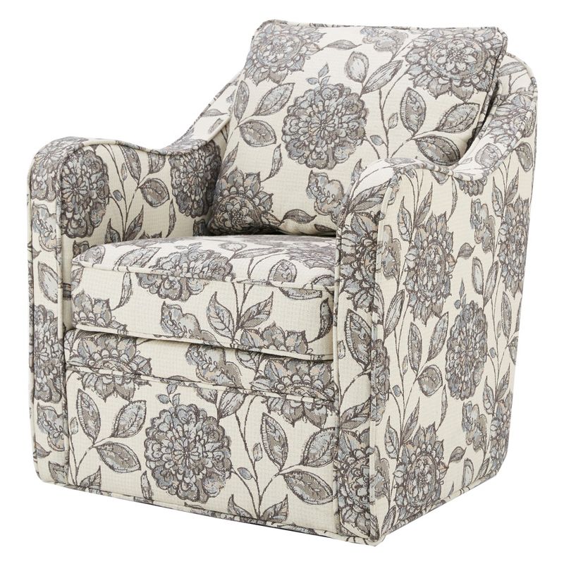 Mitchell Wide Seat Swivel Armchair Cream/black - Madison Park: Upholstered, No Assembly, Metal Legs : Target