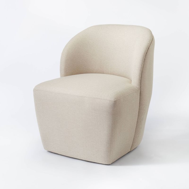 Pasadena Swivel Accent Chair Tan Herringbone - Threshold™ Designed With Studio Mcgee: Curved Back, No Assembly Required : Target