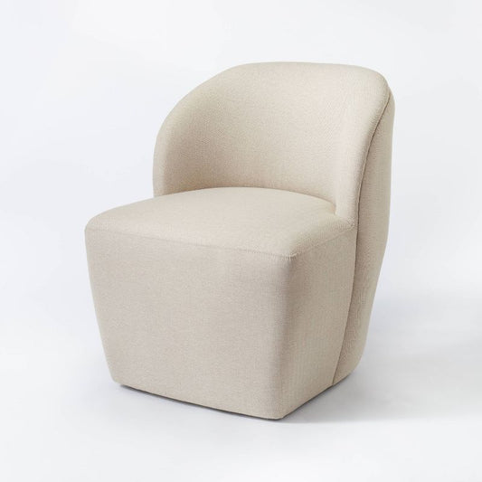 Pasadena Swivel Accent Chair Tan Herringbone - Threshold™ Designed With Studio Mcgee: Curved Back, No Assembly Required : Target