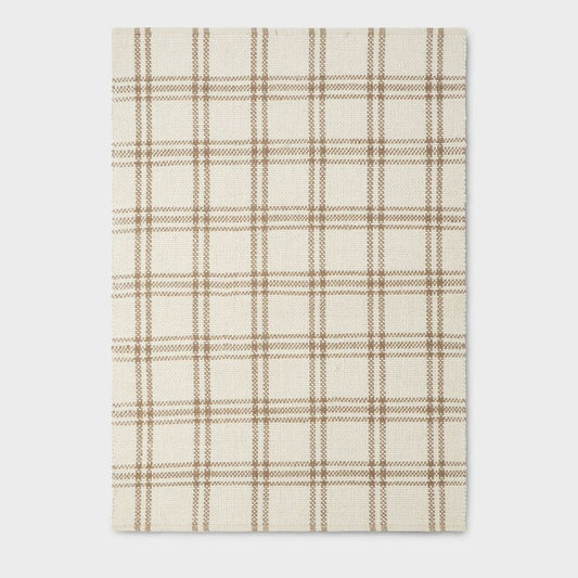 5'x7' Cottonwood Hand Woven Plaid Wool/Cotton Area Rug Cream/Tan - Threshold designed with Studio McGee
