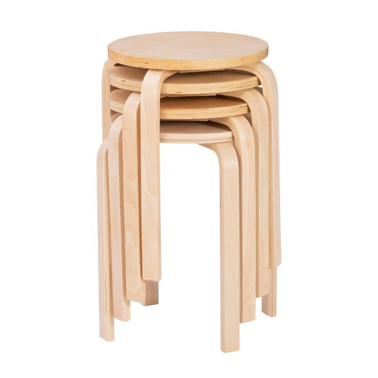 Set Of 4 Bentwood Stacking Stools Light Brown - Linon: Rubberwood Frame, No Assembly, Traditional Style : Target