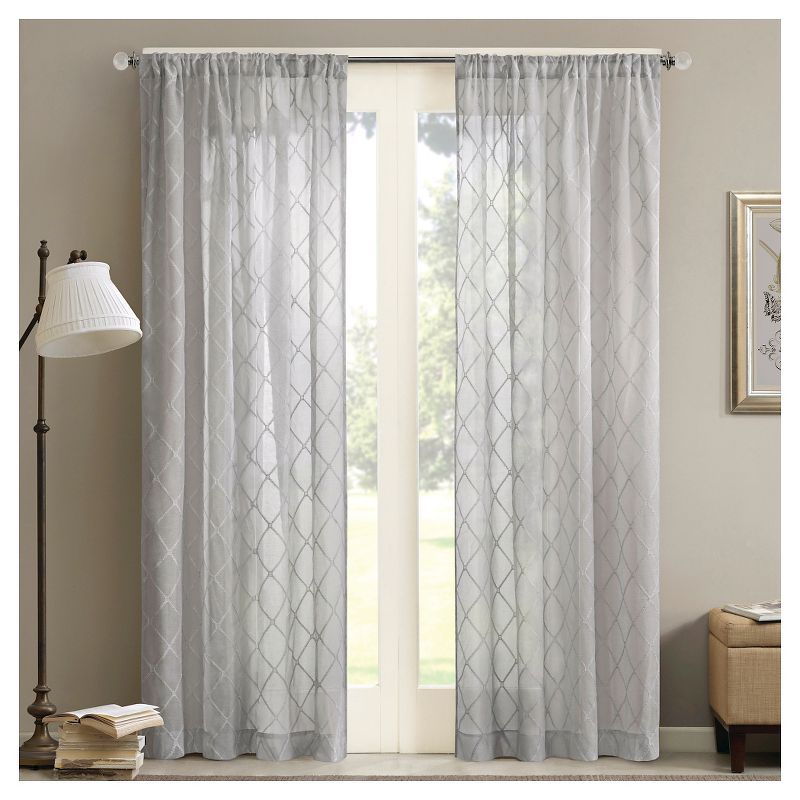 84"x50" Clarissa Diamond Sheer Curtain Panel Gray : Target