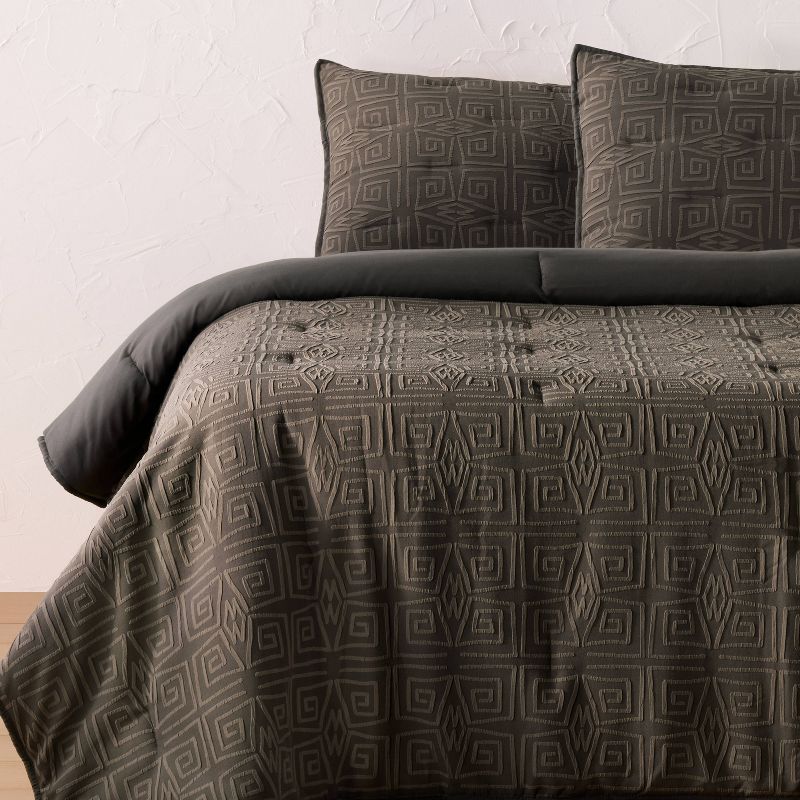 Full/queen Geo Quilt And Sham Set Dark Gray - Opalhouse™ Designed With Jungalow™: Polyester Jacquard, Machine Washable : Target
