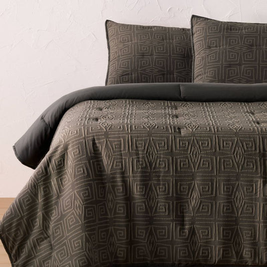 Full/queen Geo Quilt And Sham Set Dark Gray - Opalhouse™ Designed With Jungalow™: Polyester Jacquard, Machine Washable : Target