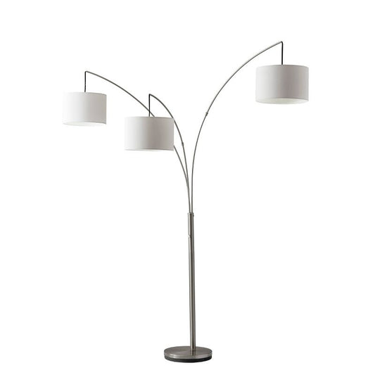 Adesso Trinity Arc Lamp Brushed Steel : Modern Multi-Head, Adjustable Arms, ETL Listed