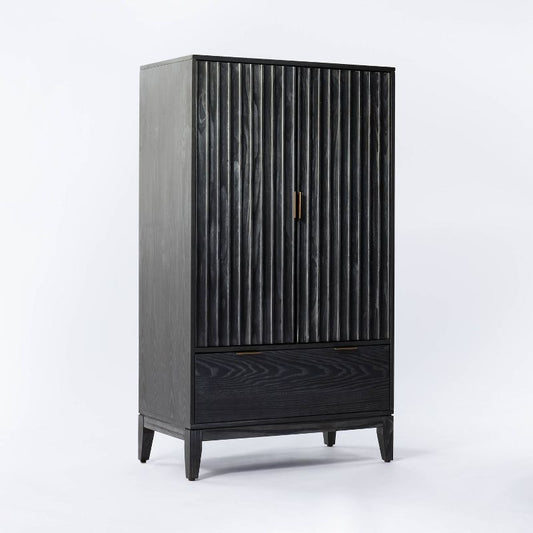 55" Thousand Oaks Wood Scalloped Cabinet Black - Threshold™ Designed With Studio Mcgee: Modern Transitional Style, 3 Shelves, 1 Drawer : Target