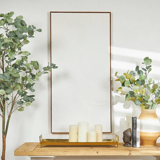 47" X 24" Canvas Geometric Deco Inspired Line Framed Wall Art With Gold Frame White - Olivia & May : Target