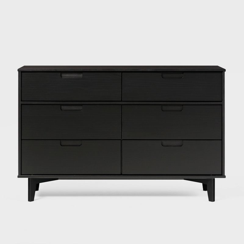 Mid-Century Modern Groove Wood 6 Drawer Dresser Black - Saracina Home