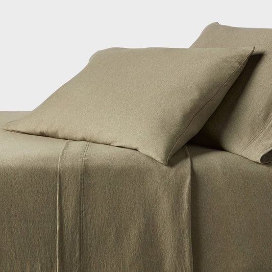 Queen Cotton Jersey Sheet Set Heather Green - Threshold