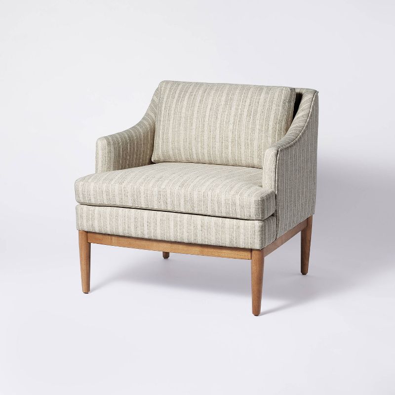 Howell Upholstered Accent Chair with Wood Base Light Stone Stripe - Threshold designed with Studio McGee