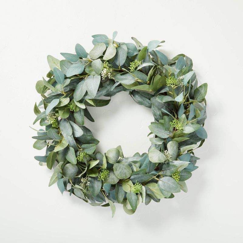 24" Faux Mixed Eucalyptus Wreath - Hearth & Hand™ With Magnolia: Indoor/outdoor, Unlit, Wall Decor : Target