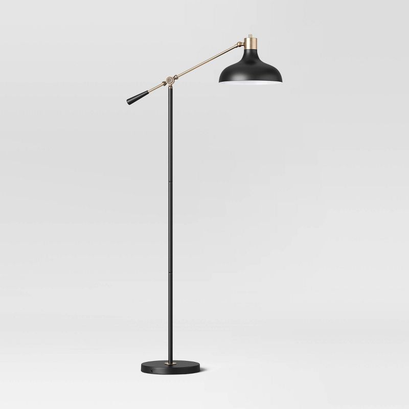 57"x10.25" Crosby Bell Schoolhouse Floor Lamp Matte Black (Includes LED Light Bulb) - Threshold
