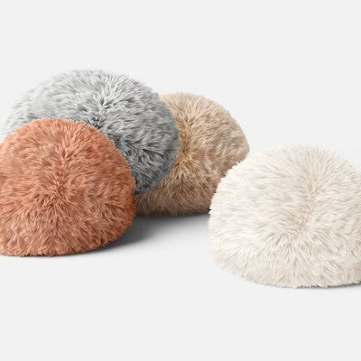 Long Faux Fur Round Throw Pillow Beige - Threshold