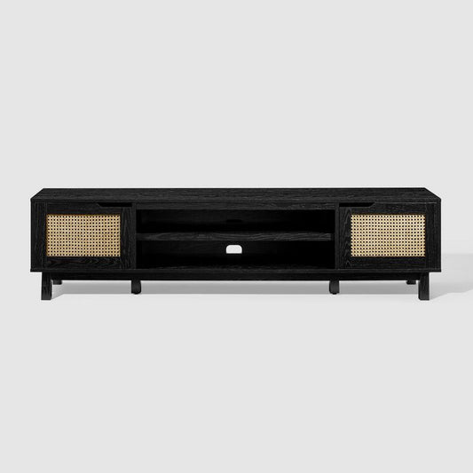 Modern Boho Storage Tv Stand With Rattan Doors For 80" Screens: Media Console - Saracina Home : Target