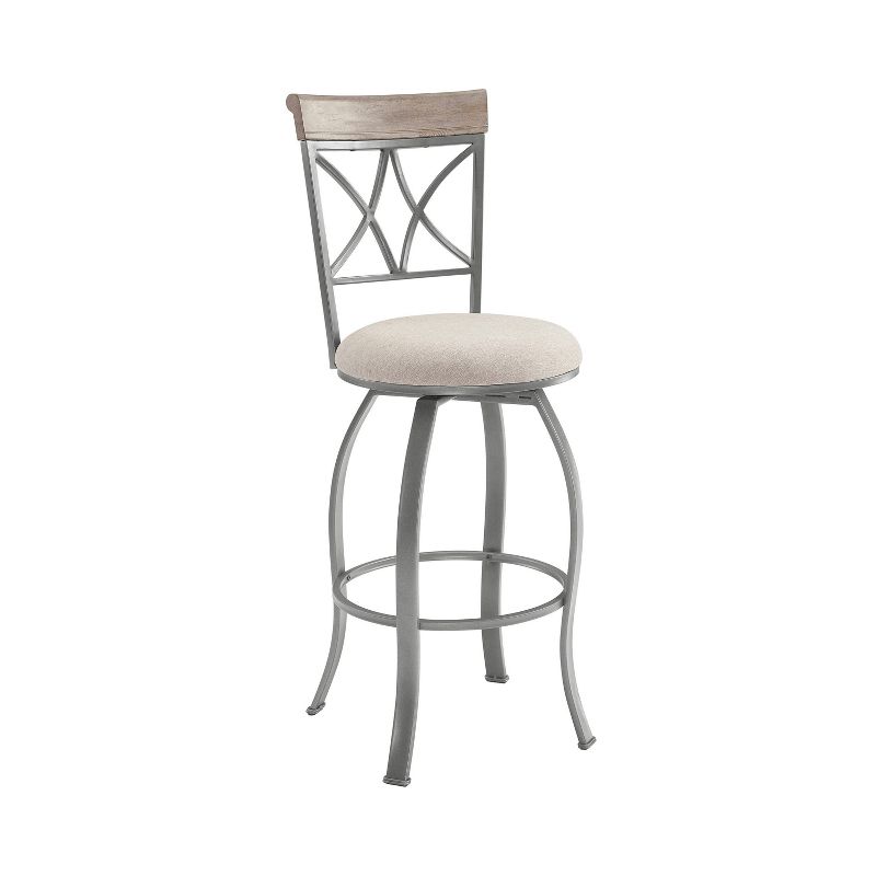 Carter Swivel Metal Upholstery Barstool Pewter - Powell : Target