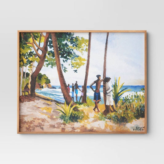 30" X 24" Village Waterfront By Boscoe Holder Framed Canvas Board - Threshold™: Modern Style, Pine Frame, Nature Scene : Target