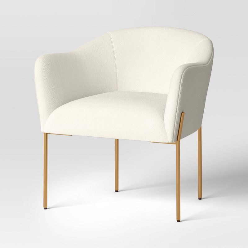 Gladden Rounded Back Anywhere Chair Cream Boucle/brass - Threshold™: Modern Accent, Foam-cushioned, Metal Legs : Target