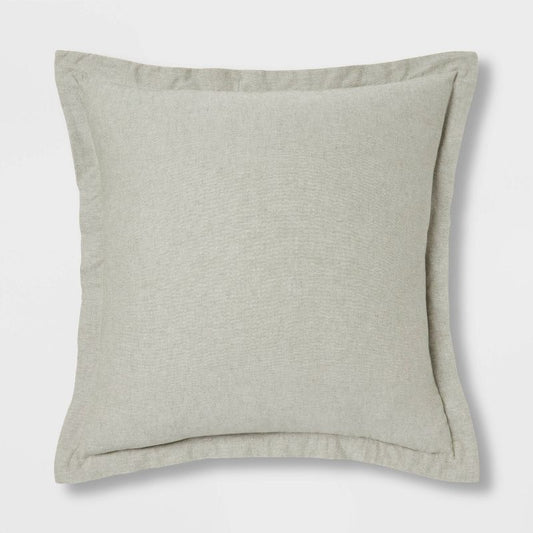 Euro Cotton Linen Blend Chambray Decorative Throw Pillow Moss Green - Threshold™: Indoor Square Cushion, Zipper Closure, Oeko-tex Certified : Target