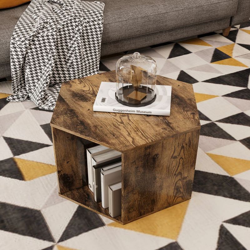 Light Brown Small Coffee Table With Storage,hexagonal Bed Side Cabinet,side Tables For Living Room,nightstand-cuddlewood : Target