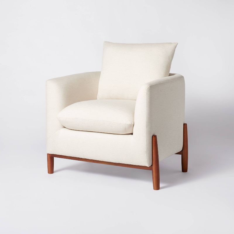 Elroy Accent Chair With Wooden Legs Natural Linen - Threshold™ Designed With Studio Mcgee: Upholstered Reading Chair, Plywood Frame : Target