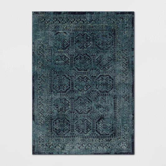5'x7' Overdyed Area Rug Turquoise - Threshold