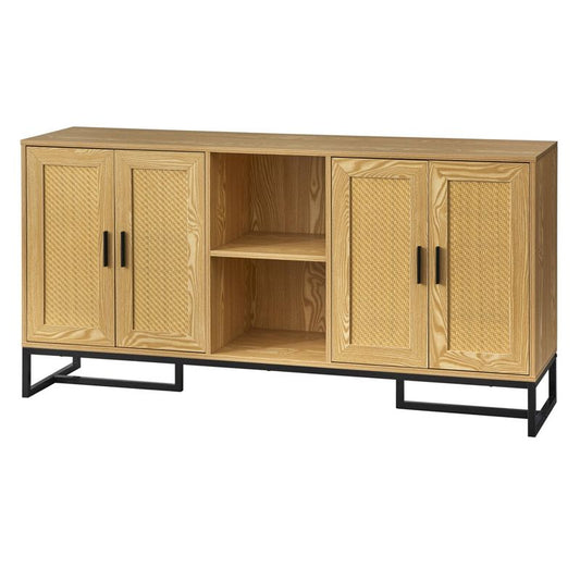 Natalie Sideboard Natural - Lifestorey: Contemporary Credenza With Faux Cane Doors & Metal Legs : Target