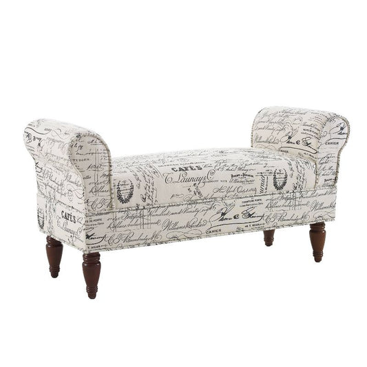 46" Lillian Traditional Backless Rolled Side Arm Upholstered Velvet Bench Linen - Linon: Elegant For Bedroom, Entryway : Target