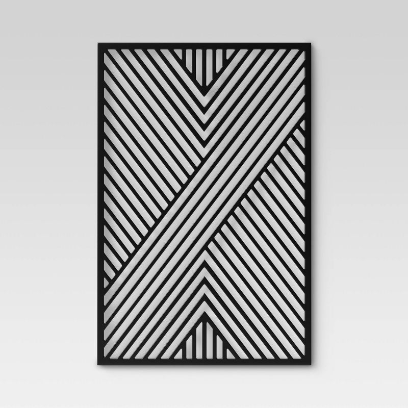 Geometric MDF Wood Wall Panel Black - Project 62: Carved Modern Art, Horizontal/Vertical Display