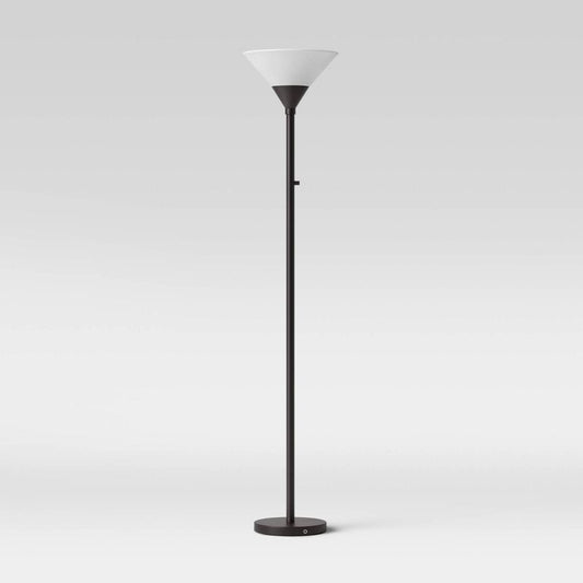 Torchiere Floor Lamp Slate Black with Glass Shade - Threshold