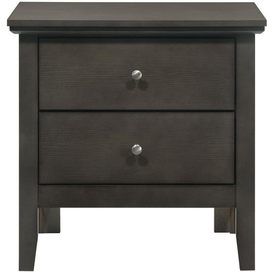 Passion Furniture Primo 2-Drawer Gray Nightstand (24 in. H x 19 in. W x 15.5 in. D)