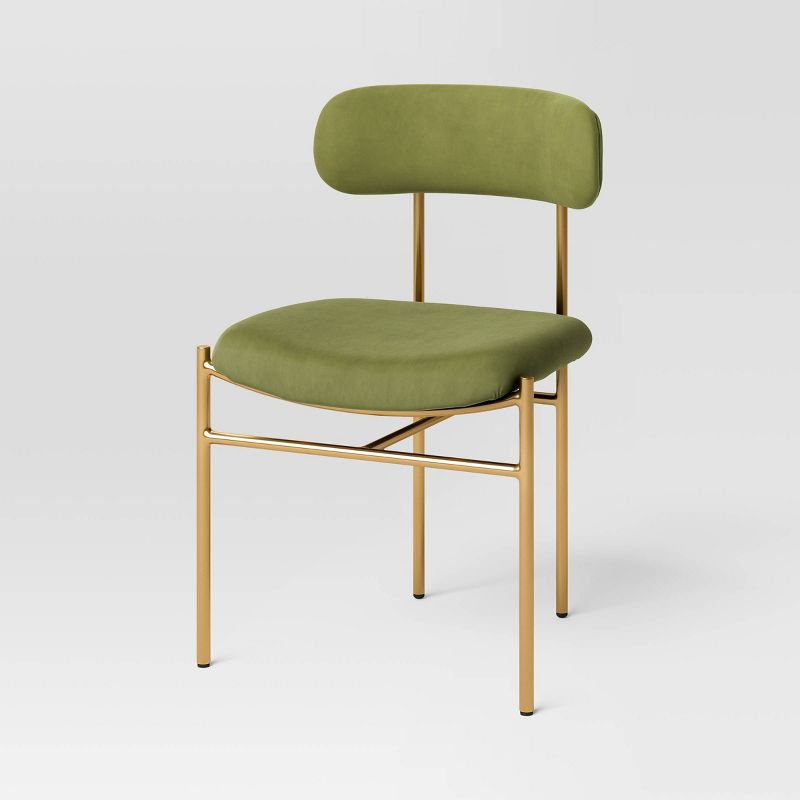 Orion Luxe Dining Chair With Brass Legs Olive Green Velvet (fa) - Threshold™: Metal Frame, No Assembly Required : Target