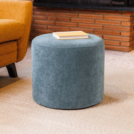 Wovenbyrd 19" Round Pouf Ottoman Fabric Dark Teal Boucle : Upholstered Stool, No Assembly, Polyester : Target