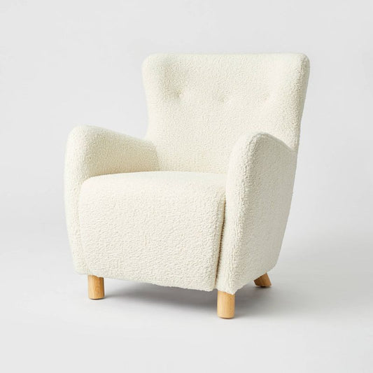 Kessler Wingback Accent Chair Cream Faux Shearling - Threshold designed with Studio McGee