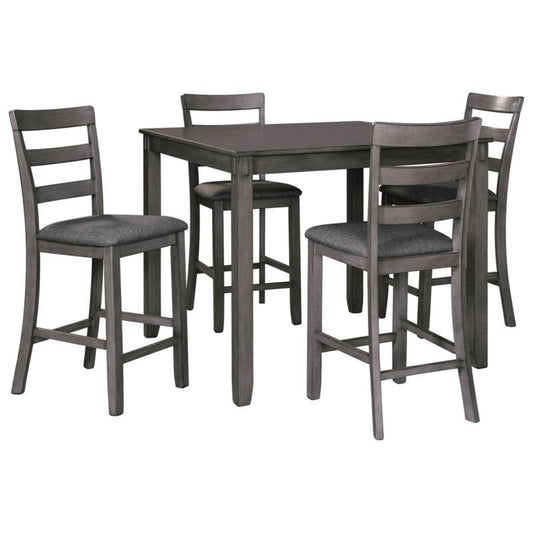 Set Of 5 Bridson Counter Height Dining Table And Barstools Gray - Signature Design By Ashley: Modern Square Design, Padded Seats, Wood Frame : Target