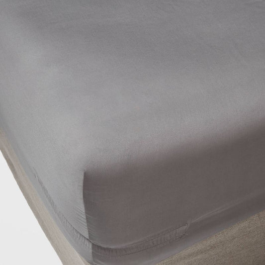 Twin 400 Thread Count Performance Fitted Sheet Dark Gray - Threshold™: Cotton Sateen, Machine Washable, Standard 100 By Oeko-tex : Target