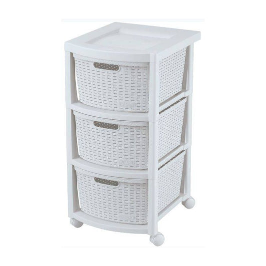 3 Drawer Rolling Cart White - Inval