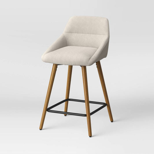 Timo Swivel Counter Height Barstool With Wood Base Cream - Threshold™: Upholstered, Hardwood Frame : Target