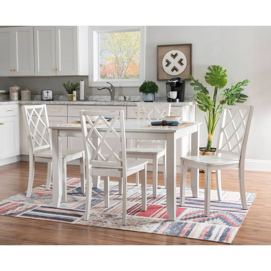 5pc Harleau Solid Wood Dining Set White - Powell: Rectangle Table, 4 Chairs, Nautical Style : Target