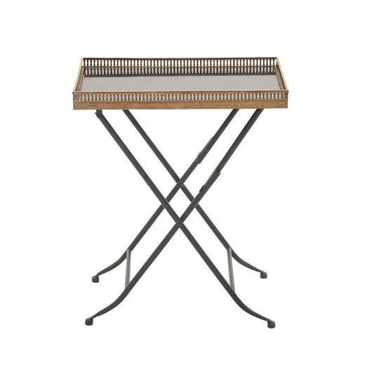Traditional Folding Tray Table Gold - Olivia & May: Elegant Iron Frame, Marble Top, Indoor Use, Easy To Assemble : Target