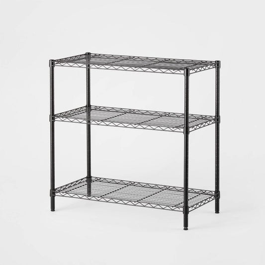 3 Tier WideWire Shelving Black - Brightroom: Adjustable, Powder-Coated Steel, 350lb Capacity, Utility Storage