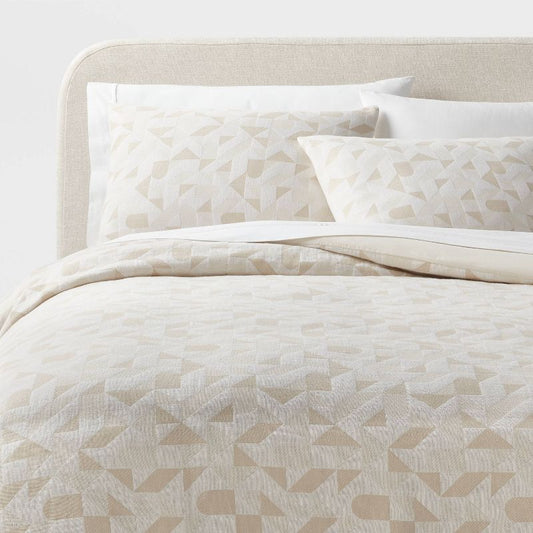 Full/Queen Geo Matelasse Duvet Cover and Sham Set Khaki/Ivory - Threshold