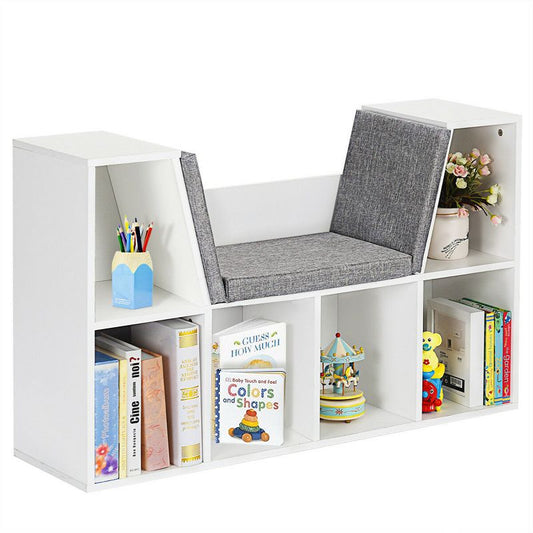 Infans 6 Cubby Kid Storage Cabinet Bookcase Multi-purpose Shelf Cushioned Reading Nook : Target