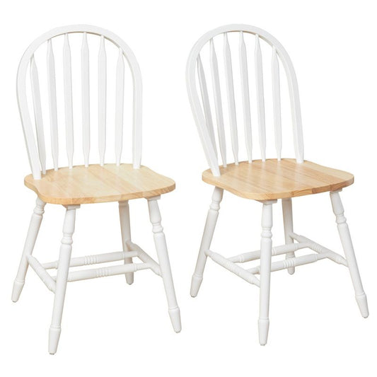 Set Of 2 Carolina Windsor Wood Dining Chairs White/natural - Buylateral: Rubberwood High Back, Farmhouse Style, Spot Clean : Target