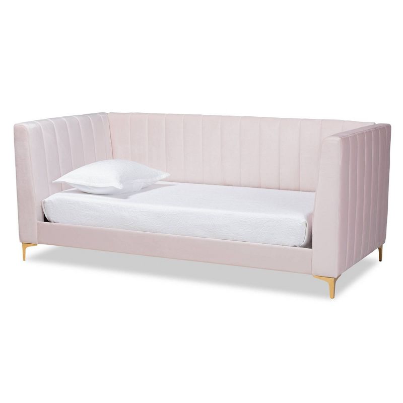 Twin Oksana Velvet Daybed Light Pink/gold - Baxton Studio: Upholstered, No Box Spring Needed : Target