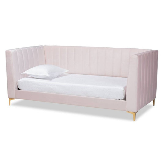 Twin Oksana Velvet Daybed Light Pink/gold - Baxton Studio: Upholstered, No Box Spring Needed : Target