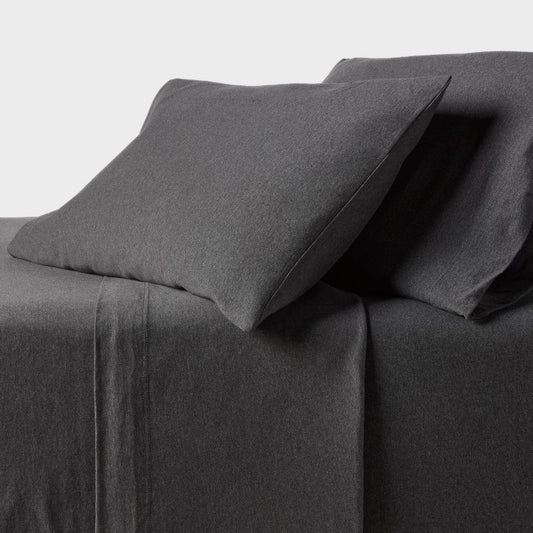 Queen Cotton Jersey Sheet Set Heather Charcoal - Threshold