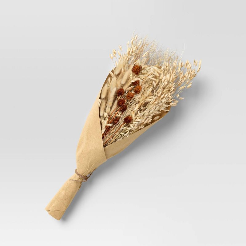 Fall Grass and Bunny Tail Preserved Bundle Dried Arrangement Stems Cream - Threshold