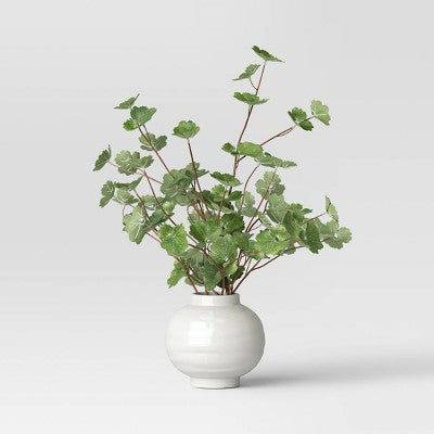 Large Artificial Leaf Arrangement - Threshold: Faux Greenery in Ceramic Pot for Indoor Decor, Polyester Resin